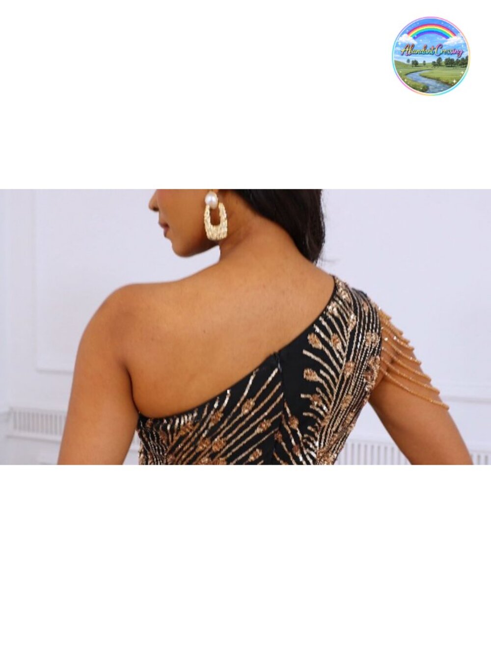 Sequin One Shoulder Mermaid Bodycon Maxi Formal Evening Dress - Picture 5 of 6